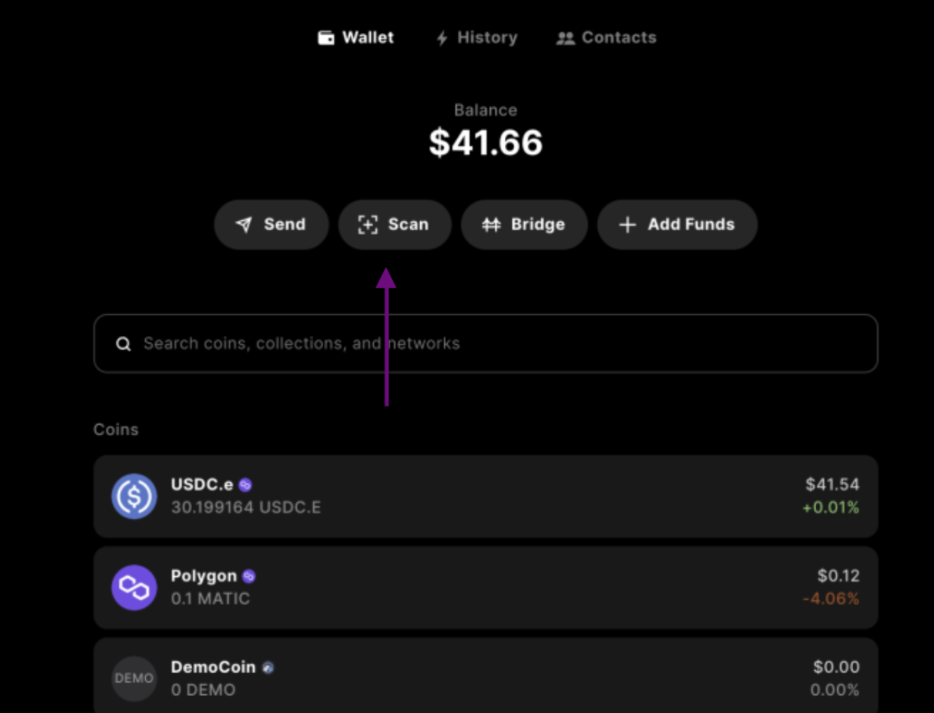 scan a QR code to enable wallet sign in
